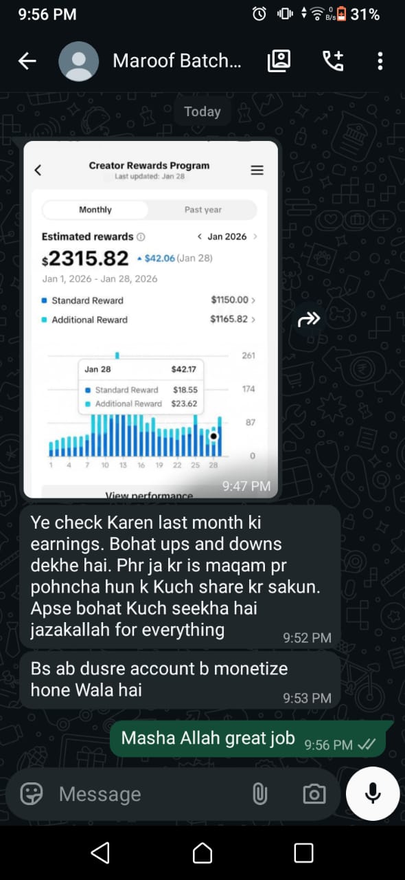 Maroof Batch #2 earning proof
